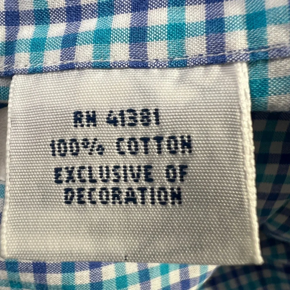 Polo Ralph‎ Lauren Custom Fit Stretch Poplin Shirt Men XXL Blue White Gingham